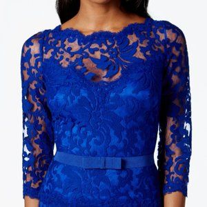 Tadashi Shoji Royal Blue Lace Maxi  ¾ Sleeve Gown | Size 4